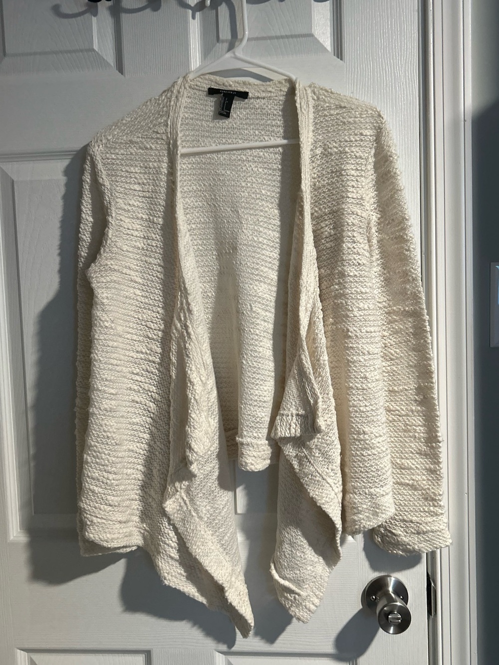 Cream/Off White Asymmetrical Cardigan Sweater
